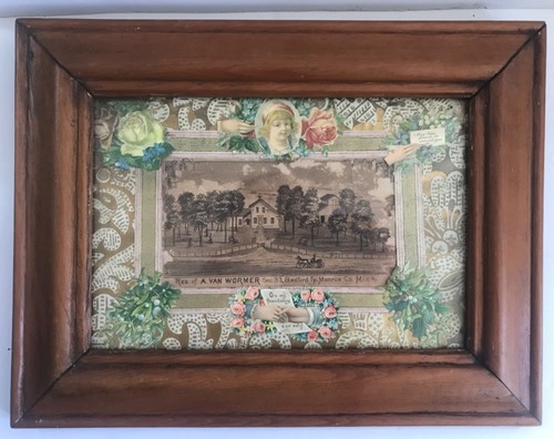 1800’s Friendship Folk Art Res. A.Van Wormer Monroe Co. Mich. Engraving