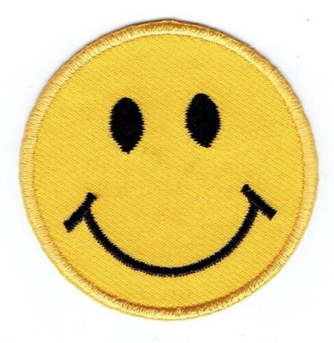 LARGE Smiley Face Emoji Yellow Emoticon - Iron on Applique/Embroidered Patch - Picture 1 of 1
