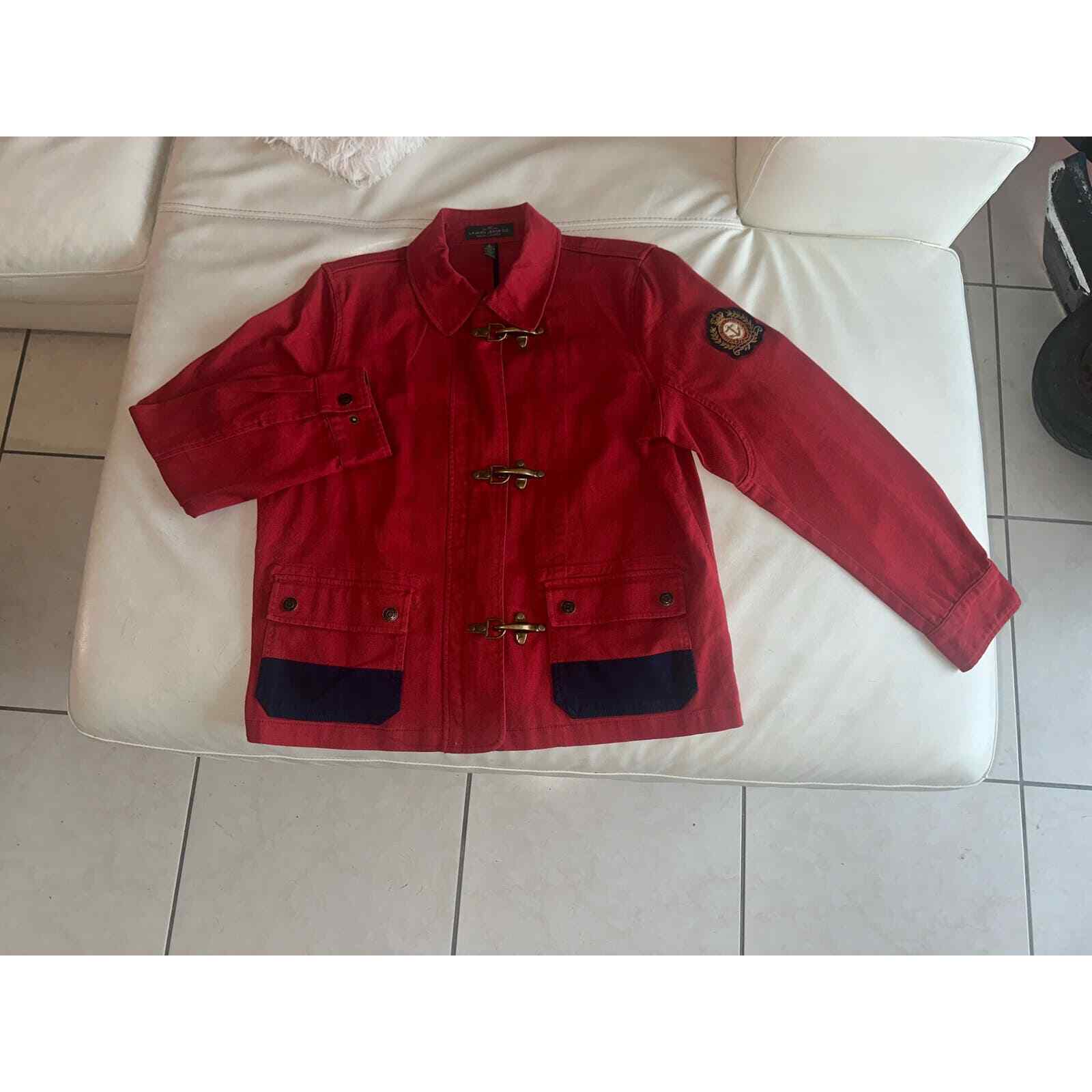 Ralph Lauren Jeans co woman’s barn coat red size XL metal buckles vintage 