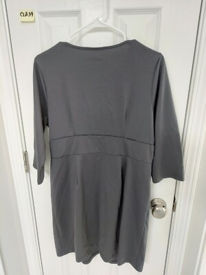 grey faux leather dress Women's Casual Mlle Gabrielle Size Lg 3/4 Slv Unlined amy21224