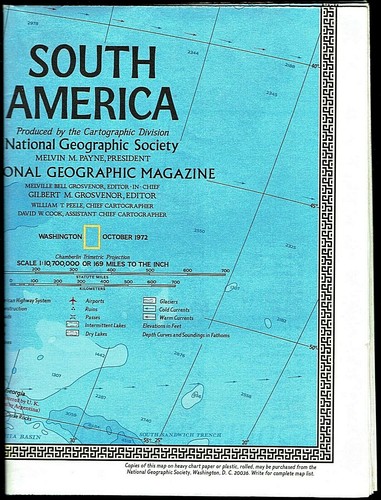⫸ 1972-10 October SOUTH AMERICA National Geographic Map Poster Home School - A1