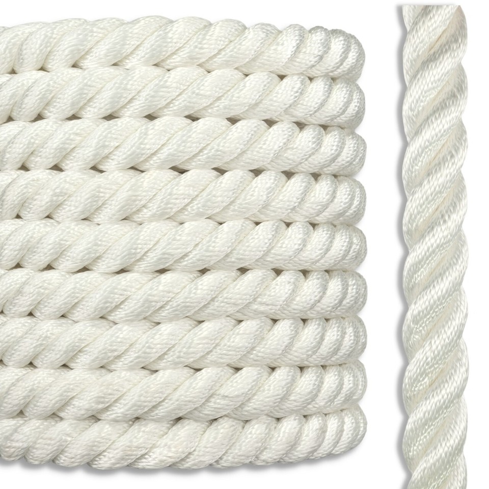 Polyester Outside Rope Premium 3 Strand Twisted 100% White Polyester Rope Low Stretch Outdoor ...