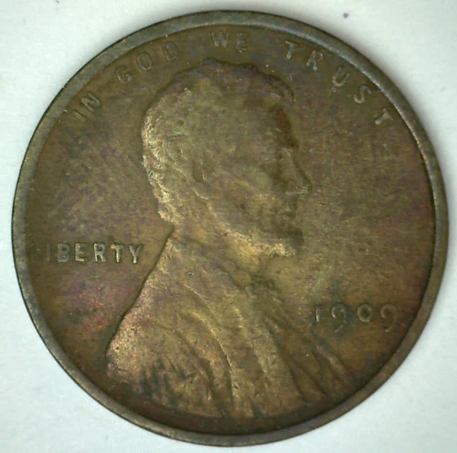 1909 VDB Lincoln Wheat Cent VF 1c US Type Penny Coin Brown Circulated Very Fine