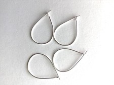 100 Bright Silver Plated Teardrop Hoop Ear Wires Ear Hooks