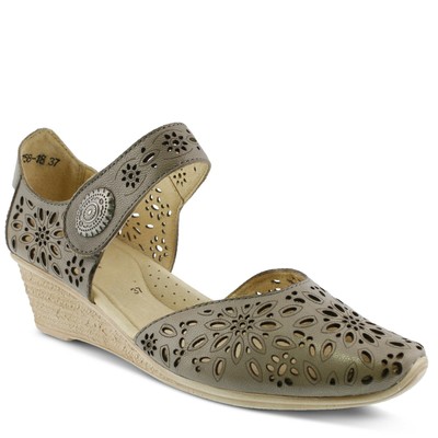 Spring Step Nougat Women's Gray leather Mary Jane D'Orsay Wedge