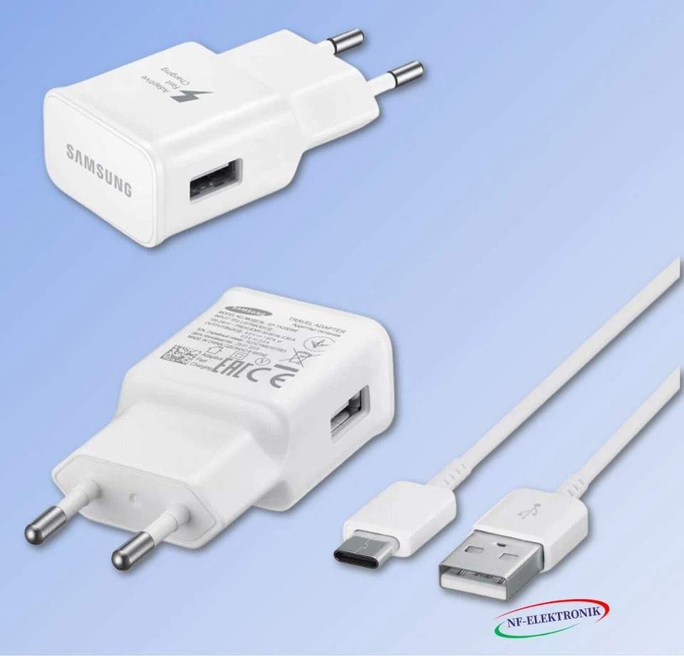 ORIGINAL SAMSUNG LADEGERÄT WEISS + LADEKABEL USB-C GALAXY S10 S20 S21 S22 S23 +