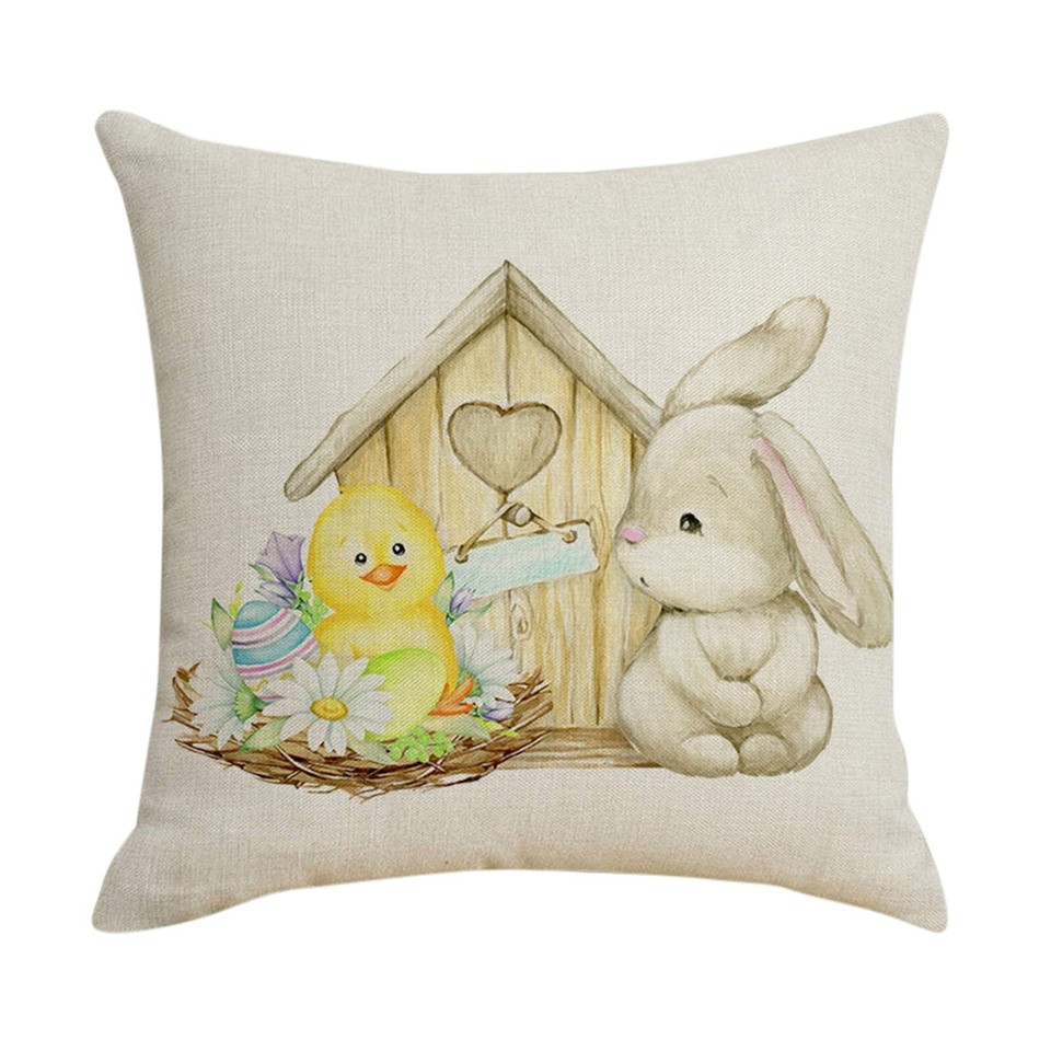 Easter Bunny Pillow Cover Bedroom Sofa Headboard Pillow Cover Linen