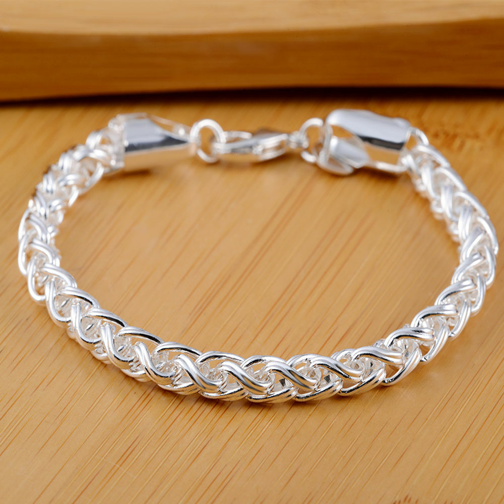 925Sterling Silver Thick Wrested Circles Men Women Jewelry 925Sterling Silver Thick Wrested Circles Men Women Jewelry