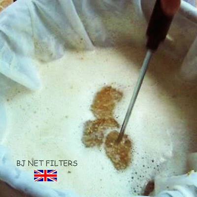 BJ FILTERS 'NEW' EX-LARGE NET MASHING CORDED BREWING BAG 300 MICRON-= 58cm X 80cm £9.99 F/P
