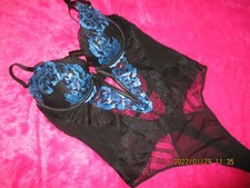 ANN SUMMERS UNDERWIRED COLBALT/BLACK BODY "SULTRY EVENING" SIZE SMALL B-C NWT