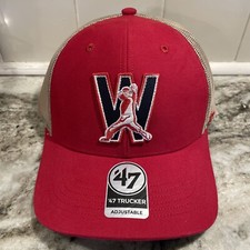 Men's Washington Nationals Red/Beige Haven Adjustable Trucker Hat  47 Brand NWT