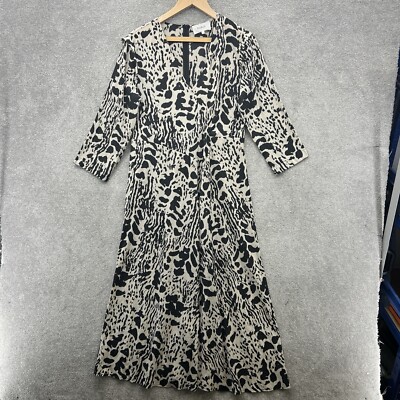 Ba&sh Kleid Damen Größe 3 (UK 12) Schwarz Weiß Gepunktet Animal Print Faux Wickel Maxi