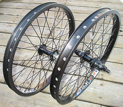 Wheel Set 20/" BMX Park 3//8 14 mm avant flip flop arrière double paroi jantes NEUF