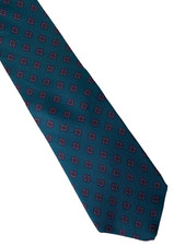 JL Roberts Teal Burgundy Medallion Silk Neck Tie Necktie Classic USA Made