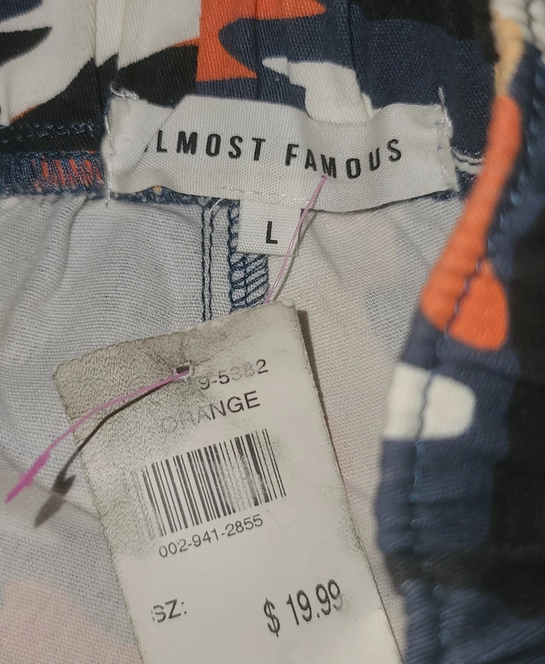 Pantalón Corto Motociclista Almost Famous Naranja/Azul/Blanco Camuflaje Super Alto Talla L Nuevo con Etiquetas Foto 4 de 4