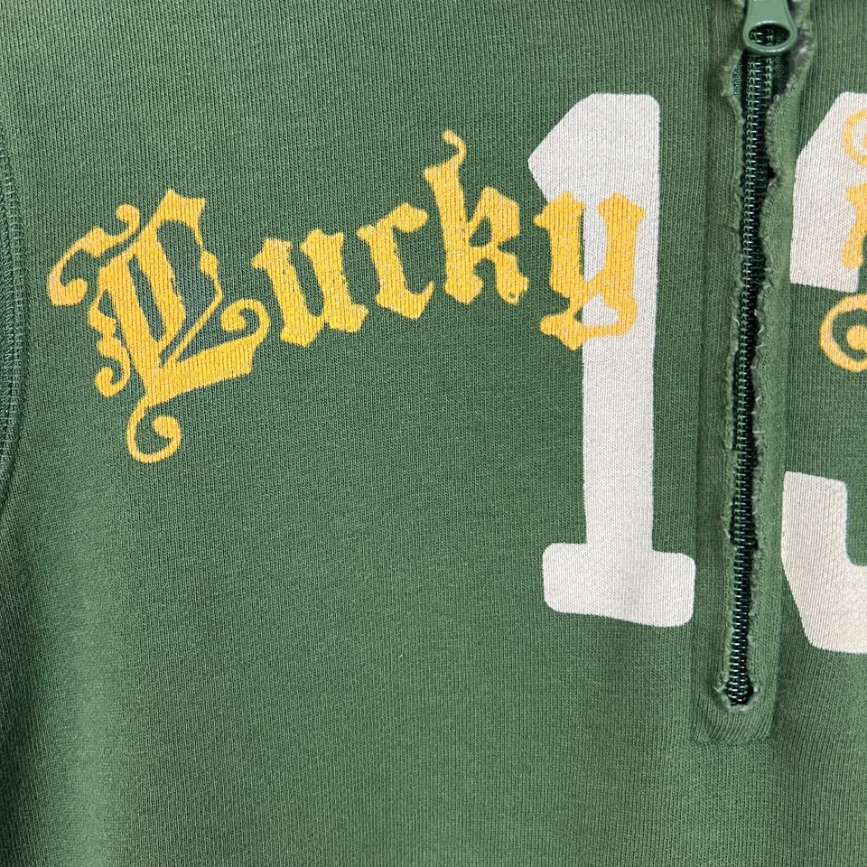 Sudadera con Capucha Y2K Vintage Lucky Brand Para Mujer M Verde 1/4 Cremallera 13 Envejecida Foto 4 de 4