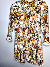 Zara Floral Mini Dress Size Small High Neck 3/4 Sleeves