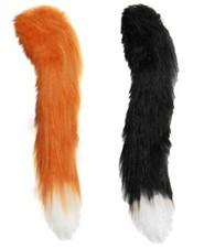 Adults Deluxe 30" Red Fox & Black Cat Animal Tails Fancy Dress Costume Accessory