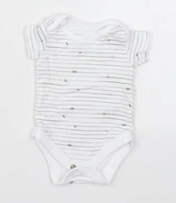Muskat Baby wei&szlig; gestreift Baumwollmischung Strampler Gr&ouml;&szlig;e Neugeborene Sterne