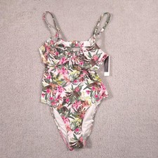Victoria's Secret One Piece Swimsuit Womens XS Tropical Floral Ruffle Padded