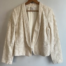Ann Taylor LOFT Women s Size 8 Embroidered Lace Cream Blazer Jacket