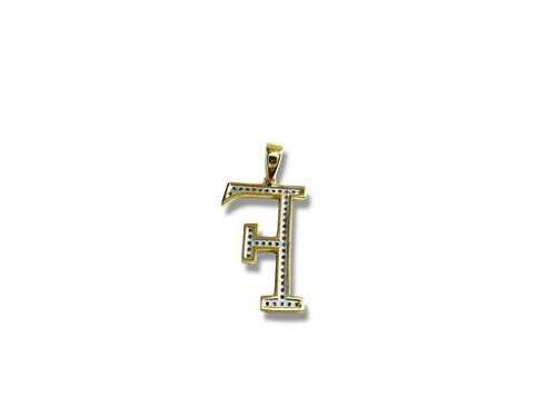 10k Gelbgold natürlicher runder Diamant Buchstabe F Anhänger - Bild 6 von 6