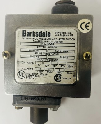 BARKSDALE NO. E1H-H90-BR PRESSURE SWITCH ECON-O-TROL HOUSED