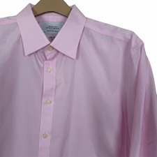 NWOT Charles Tyrwhitt Pink Dress Shirt 18/37 Slim Fit Non Iron Cotton
