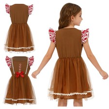 Kids Girls Dress Party Costume Performance Skirt Celebration Square Neck Tulle