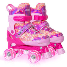 Nattork Kids Roller Skates for Girls Kids, 4 Sizes Medium 1-4 , Candy