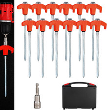 12 Pack Screw in Tent Stakes Heavy Duty,8    Ground Anchors Screw In,Metal Stake