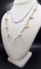 Vintage Southwestern 2Pc Lot Liquid Silver Necklaces Turquoise MOP Carved Birds — photo 3