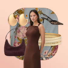 BNWT Primark Asymmetrical Dress Size S Brown Women’s One Shoulder gold detail