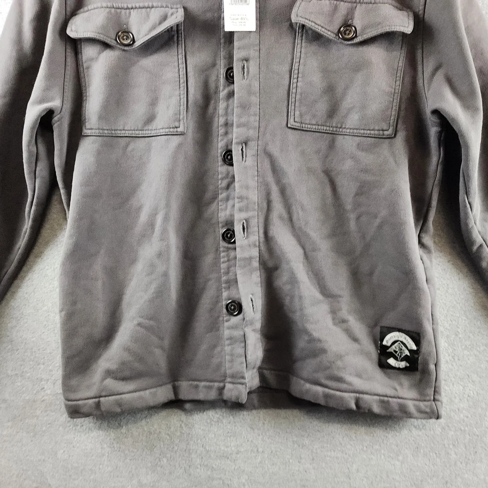 Overnight Angels Crew Mechanics Suéter Chaqueta Para Hombre Pequeña Gris Cierre de Botones Foto 4 de 4