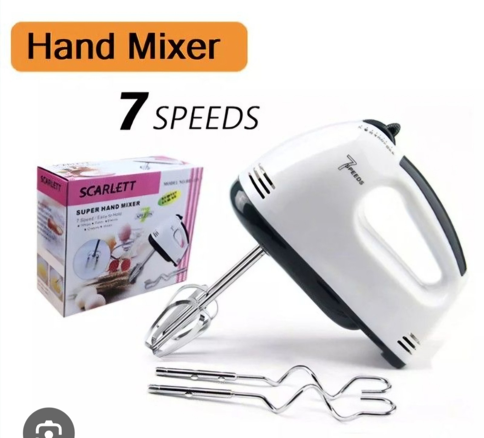 Professional 180W Electric Hand Mixer - 7 Speeds, Easy Eject, 5 Accessories