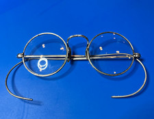 Vintage Round Cable Temple Wire Rim Glasses Frame Silver Tone Steampunk