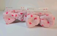 2 NEW The Cr me Shop PLUSH SPA Teddy Headyband PINK HEARTS BOW Headband
