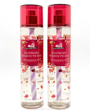 2 Bath  Body Works MILK Raspberry Holiday Pie Bar Fine Fragrance Mist Spray