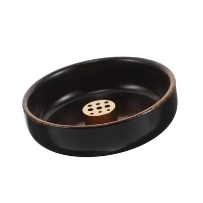 Ceramic Yoga Incense Stick Holder Bowl with Brass Burner Ash Catcher