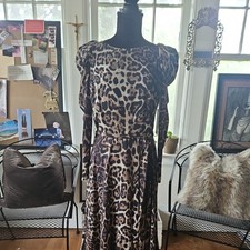 Eliza J Dress Women's 8 Leopard Print Long Sleeve Midi Dress NEW WITH TAGS 