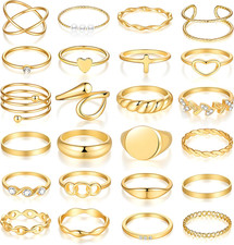 60 Pcs Gold Stackable Rings for Women, Knuckle Rings Chunky Gold Ring Set Dainty