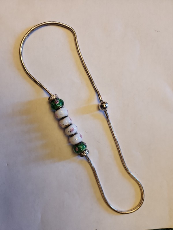 PANDORA Necklace With 2 Clip Charms and 6 Vintage Charms 50g .925 Silver