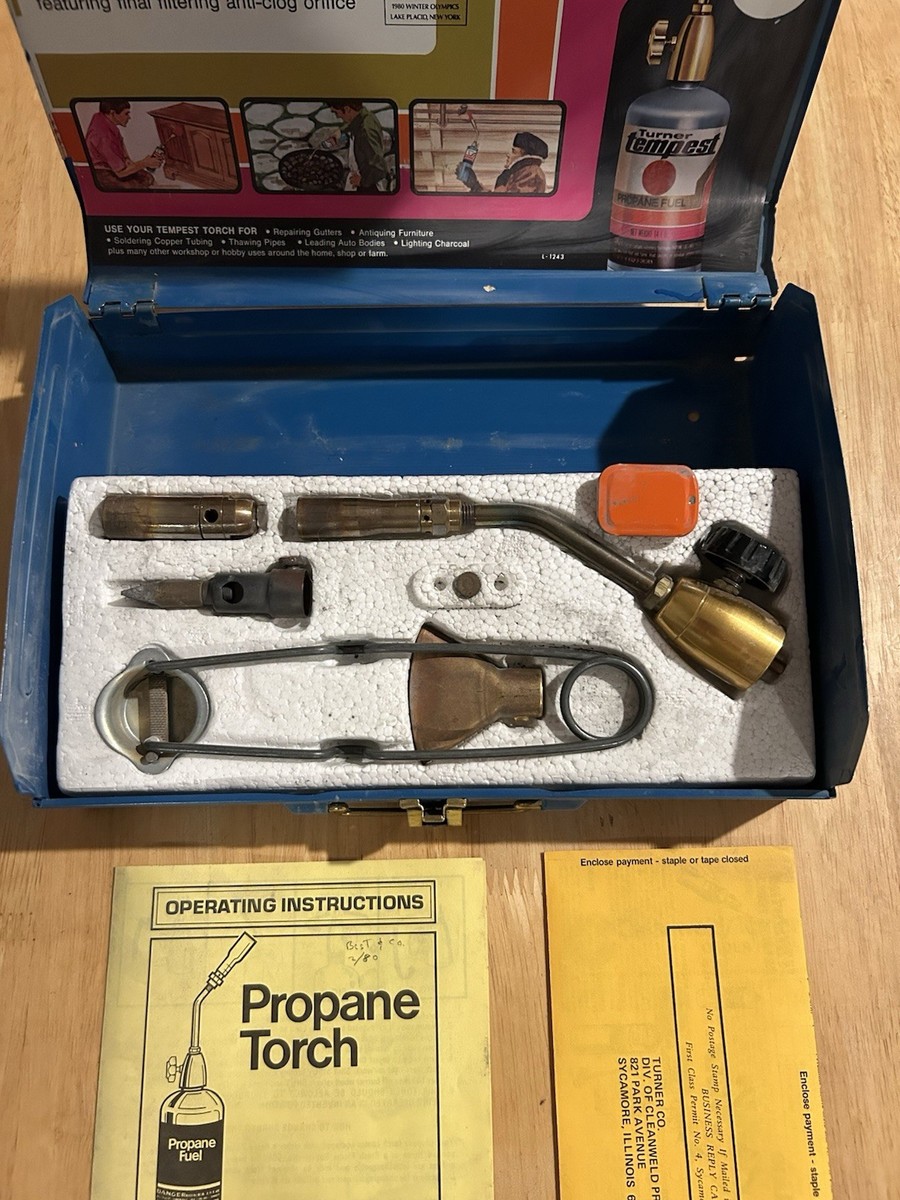 Vintage Turner Tempest 7 Piece Torch Kit Metal Container LP999 (No