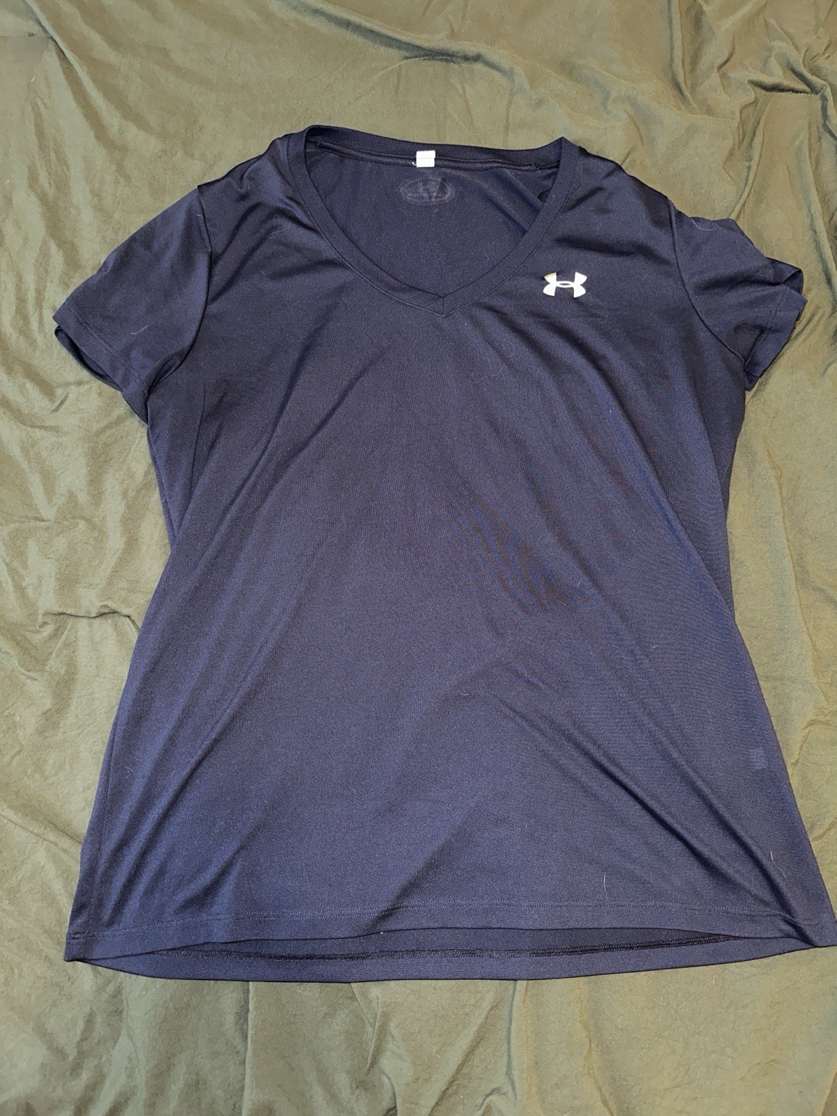 Under Armour HeatGear Women's Lightweight V-Neck Loose Navy T-Shirt Size L