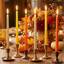 6 PCS 12 Inch Orange Taper Candles Unscented Smokeless Tall Candlestick