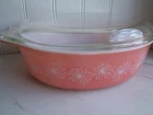 VINTAGE PYREX 045 2 1/2 QT. PINK DAISY CASSEROLE DISH