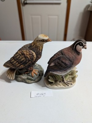 Vintage Lefton Porcelain Bird Figurines Bald Eagle & Quail Pair 6  Wildlife