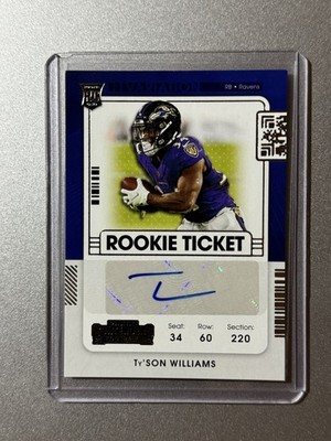 Ty Son Williams Baltimore Ravens Panini Contenders NFL 2021 ROOKIE TICKET AUTO