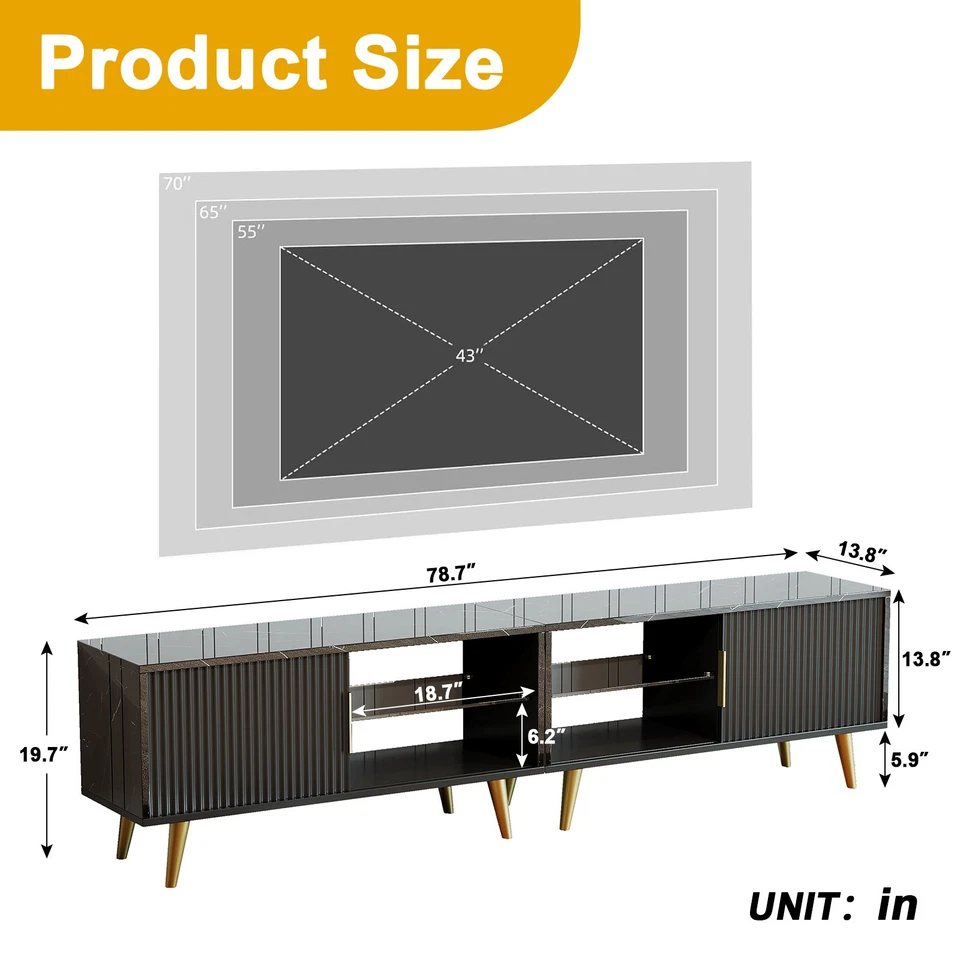 Armário de TV com luzes suporte de TV de madeira com portas e luz LED para sala de estar preto - Imagem 2 de 4