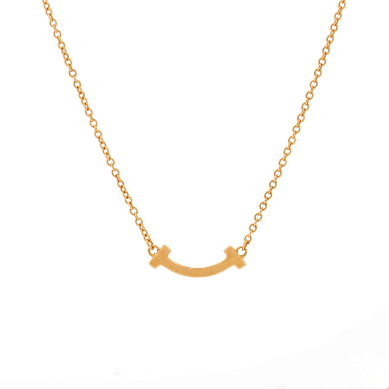 Tiffany & Co. T Smile Pendant Necklace 18K Rose Gold Mini